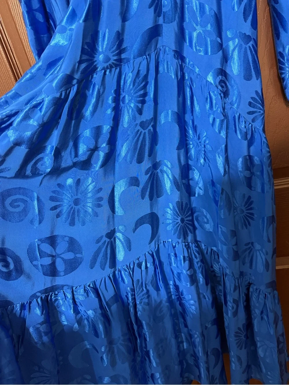 FARM Rio V-Neck Long Sleeve Maxi Dress in Bright Blue - Picture 5 of 7